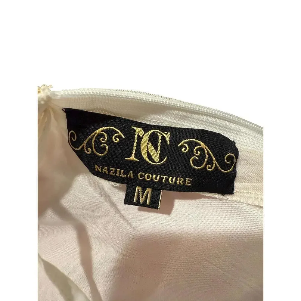 New Nazila Couture Sheer Gold-Trimmed Maxi Skirt, size Medium